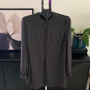 Anne Klein Black and White Polka Dot Tunic  Top